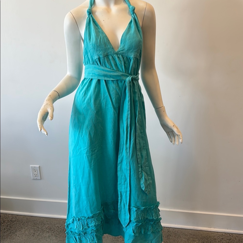 Teal Halter Maxi Dress